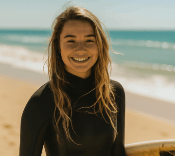 Woman Surfer wearing surfing clothes