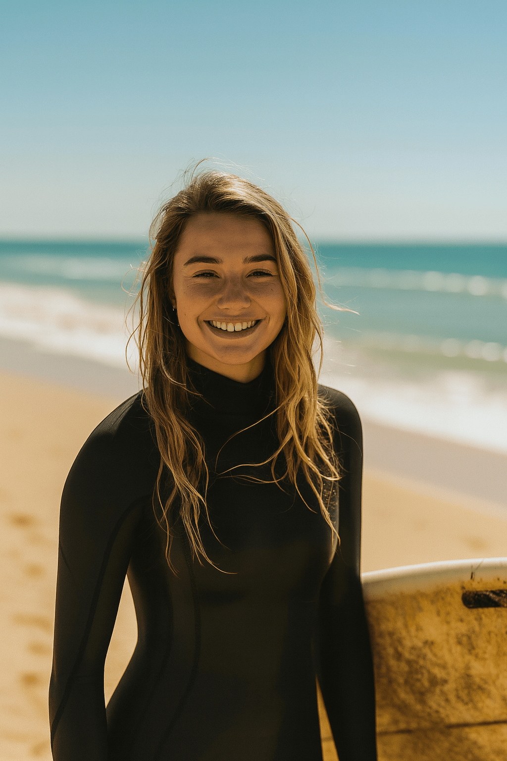 Woman Surfer wearing surfing clothes